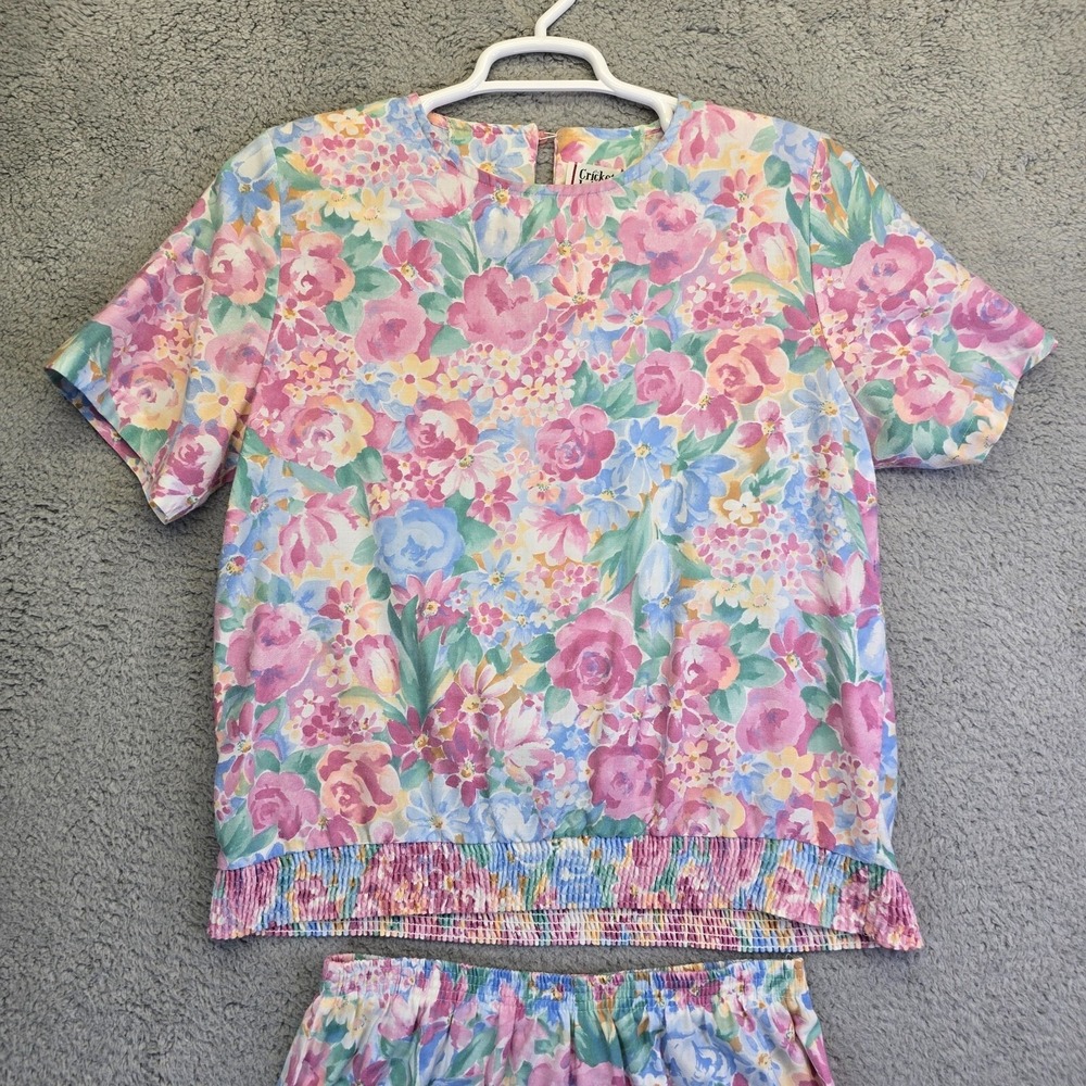 Cricket Lane 2 Piece Set Womens 12 Floral Skirt Top Vintage Cottagecore Pastel - Picture 3 of 16